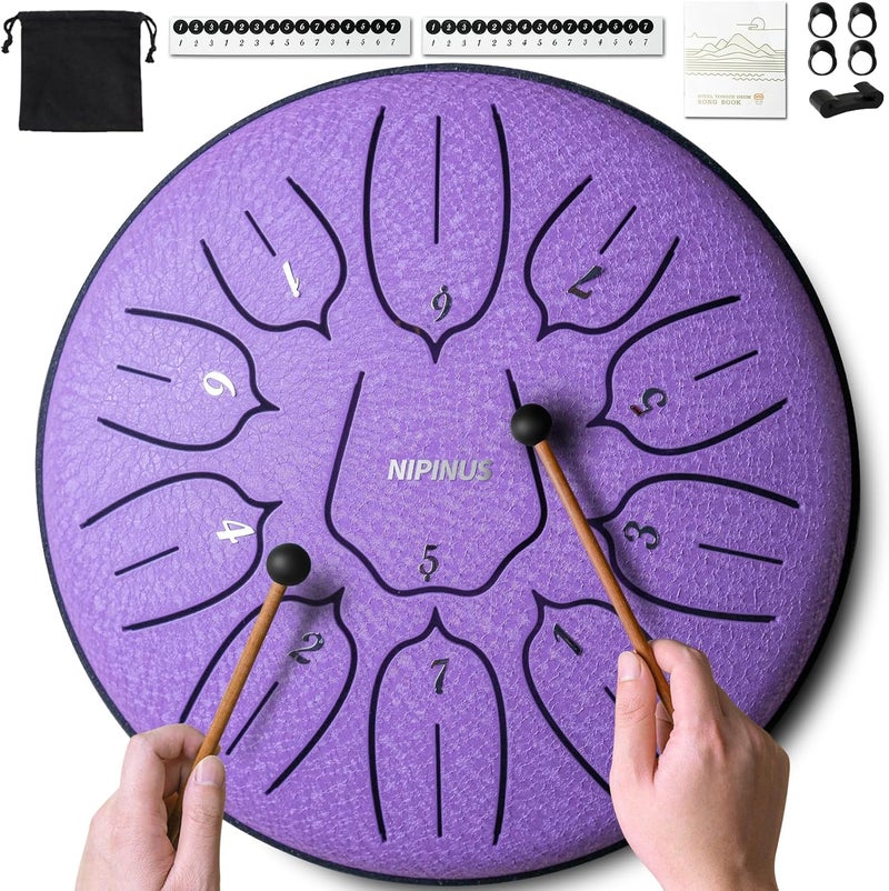 NIPINUS Rain Drum for Outside Garden, Steel Tongue Drum - 6 Inch 11 Notes Metal HandPan Drums,Waterproof Rain Chime,Musical Gifts - Image 1